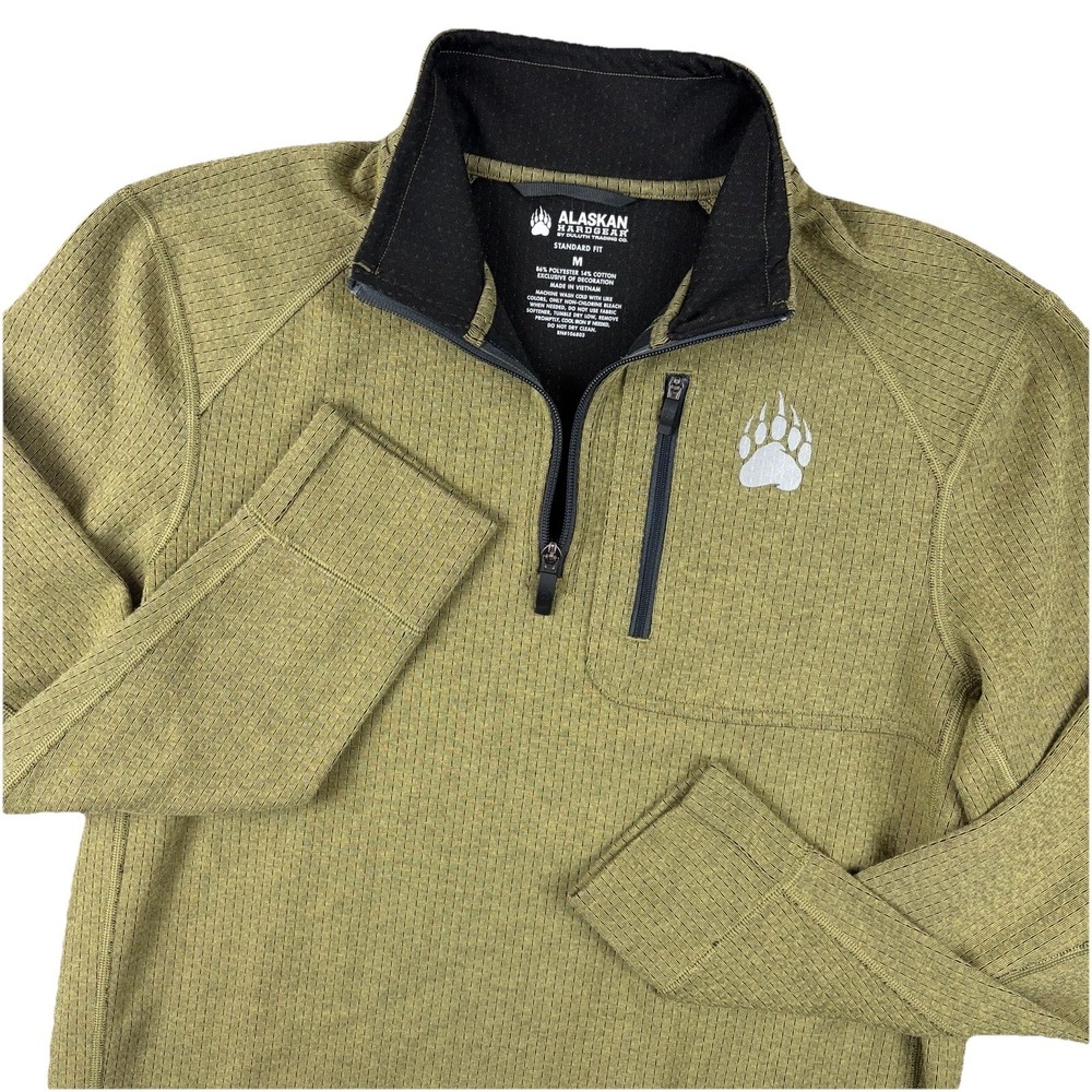 Alaskan Hardgear Sweater Men Medium Green 1/4 Zip Swing Dog Layer Duluth Trading
